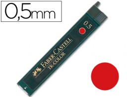 12 minas Faber Castell 0,5mm. color rojo